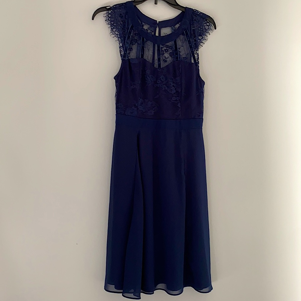Lace cap sleeve Navy Dress